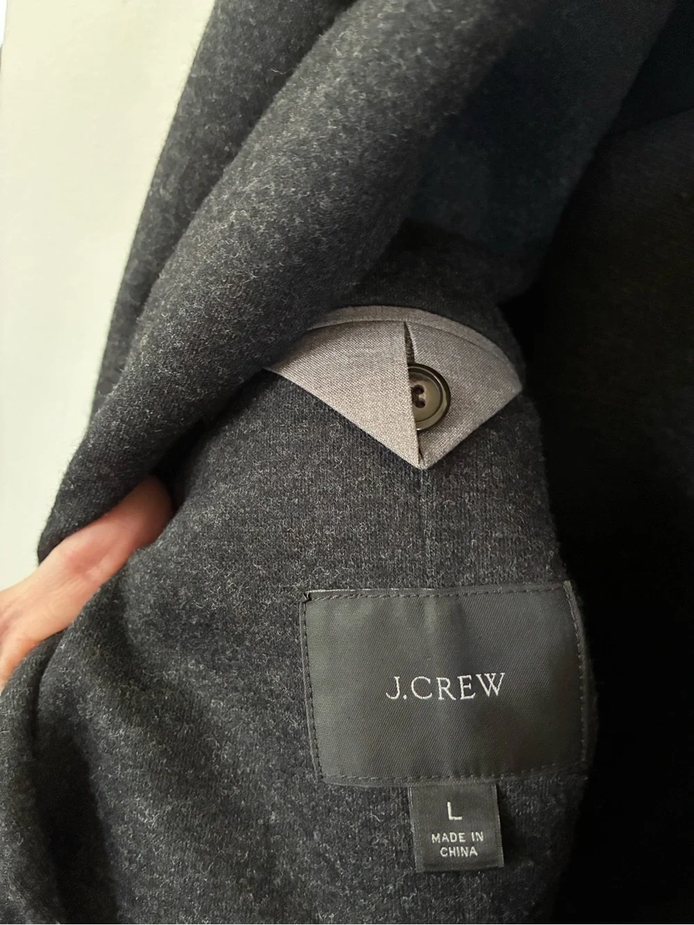J. Crew Slim-fit knit suit jacket blazer in wool-cotton blend charcoal